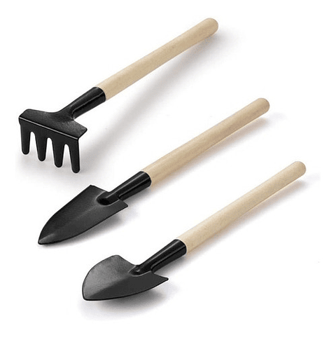 Herramientas x3 Plantas Pequeñas Madera Palín Rastrillo Pala