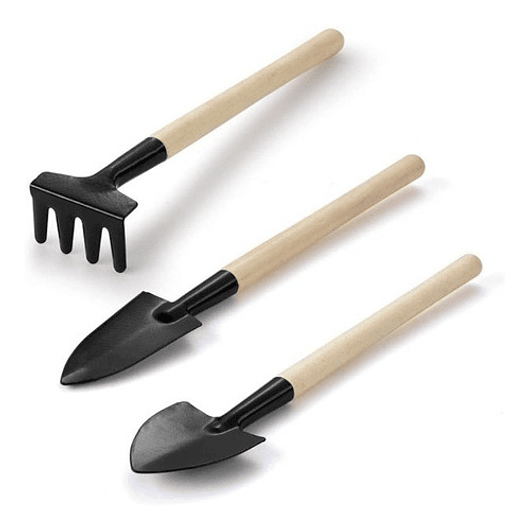 Herramientas x3 Plantas Pequeñas Madera Palín Rastrillo Pala 1