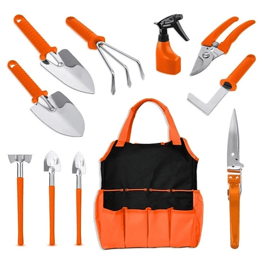 Kit Herramientas Jardinería En Acero x10 Piezas Más bolso 2