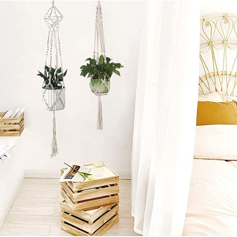 Juego Macramé x4 Unidades Para Macetas y Colgar 100% Algodón 2