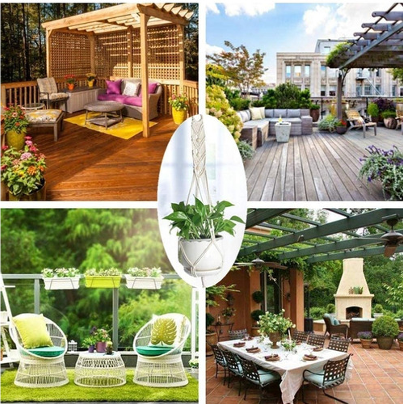 Juego Macramé x4 Unidades Para Macetas y Colgar 100% Algodón 4