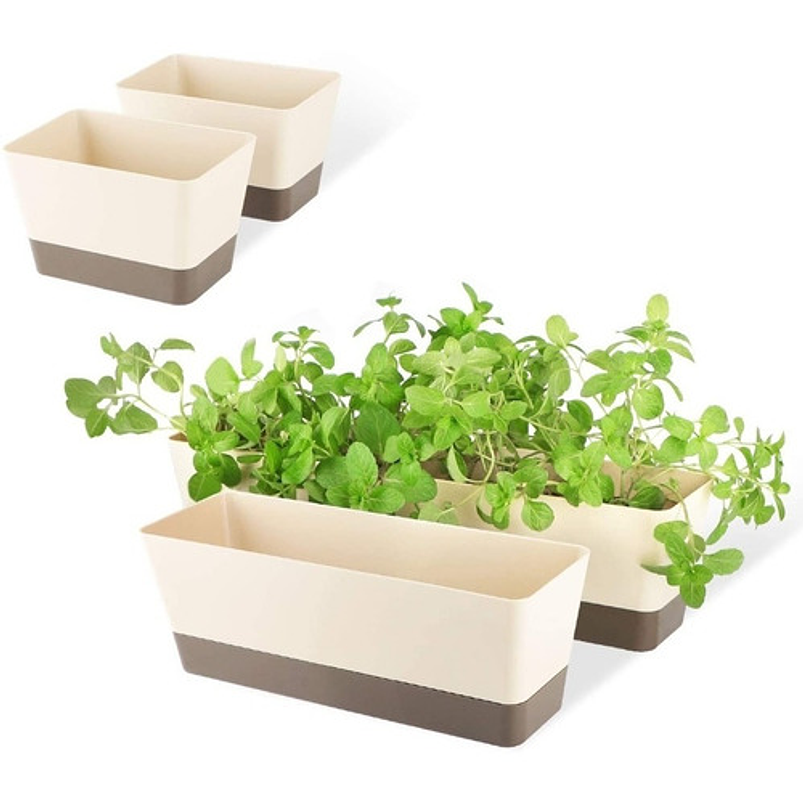 Maceta Plantas Rectangular Moderna Premium Más Plato - Pequeña 1