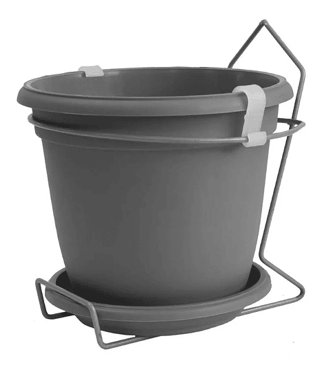 Maceta plástica colores soporte pared más plato 18cm diámetro x15cm