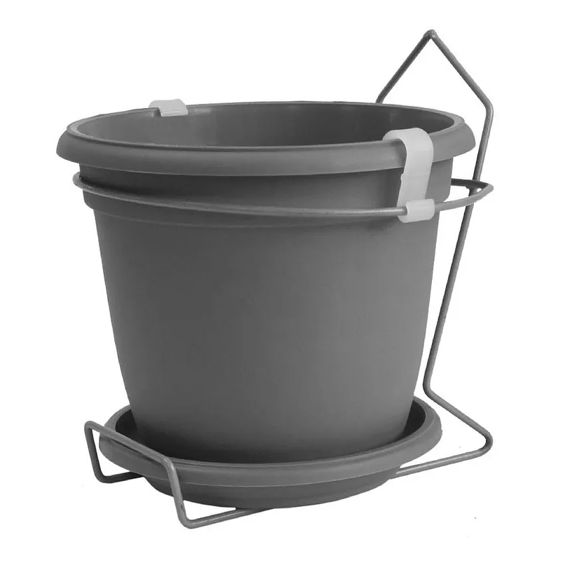 Maceta plástica colores soporte pared más plato 18cm diámetro x15cm 2