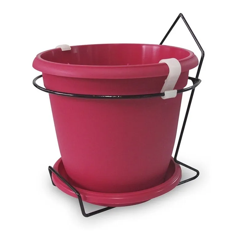 Maceta plástica colores soporte pared más plato 18cm diámetro x15cm 4