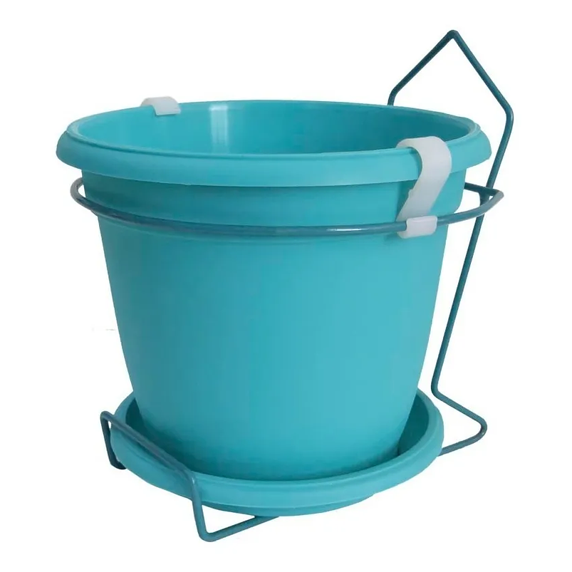 Maceta plástica colores soporte pared más plato 18cm diámetro x15cm 5