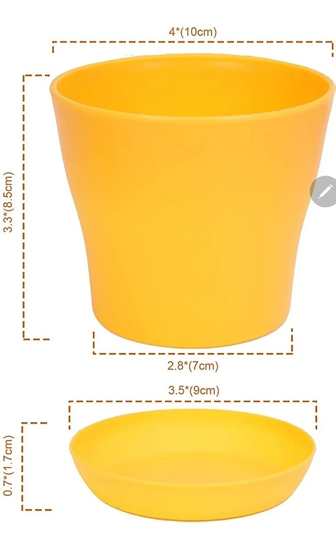 Maceta Plástica Plantas Colores Más Plato 10cm Diámetro x8,5cm Alto