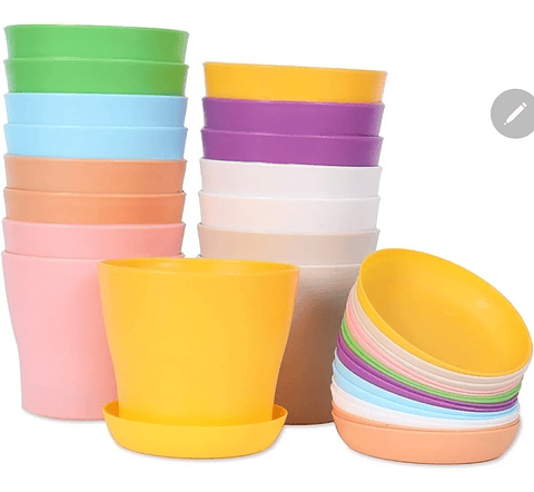 Maceta Plástica Plantas Colores Más Plato 10cm Diámetro x8,5cm Alto