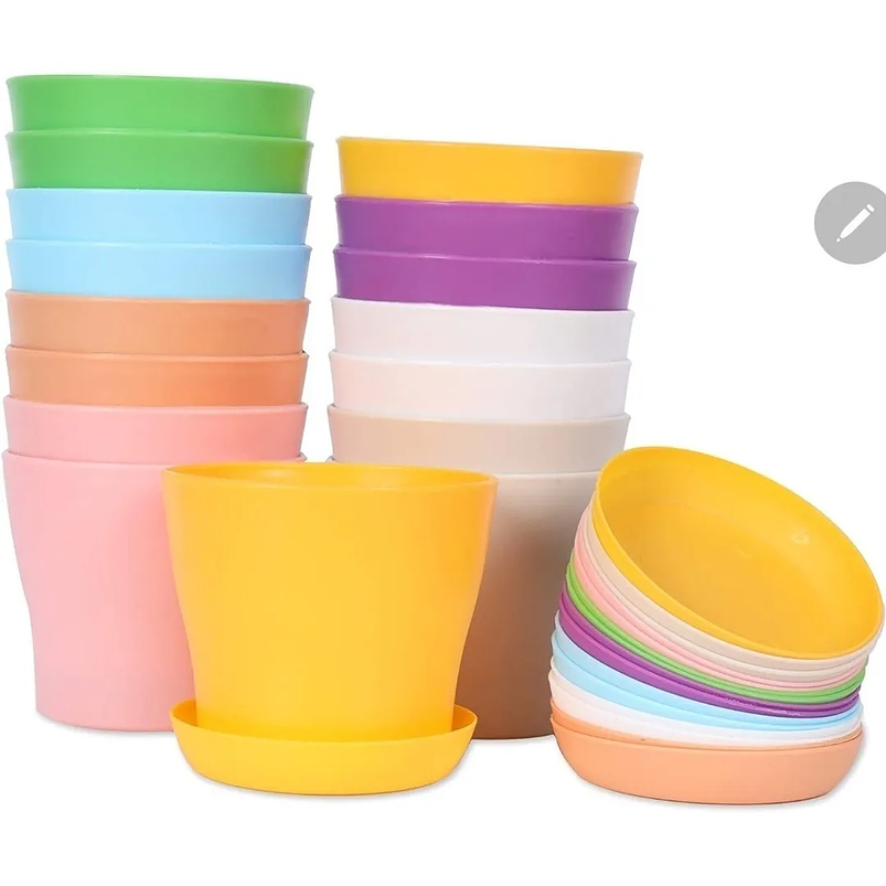Maceta Plástica Plantas Colores Más Plato 10cm Diámetro x8,5cm Alto 1