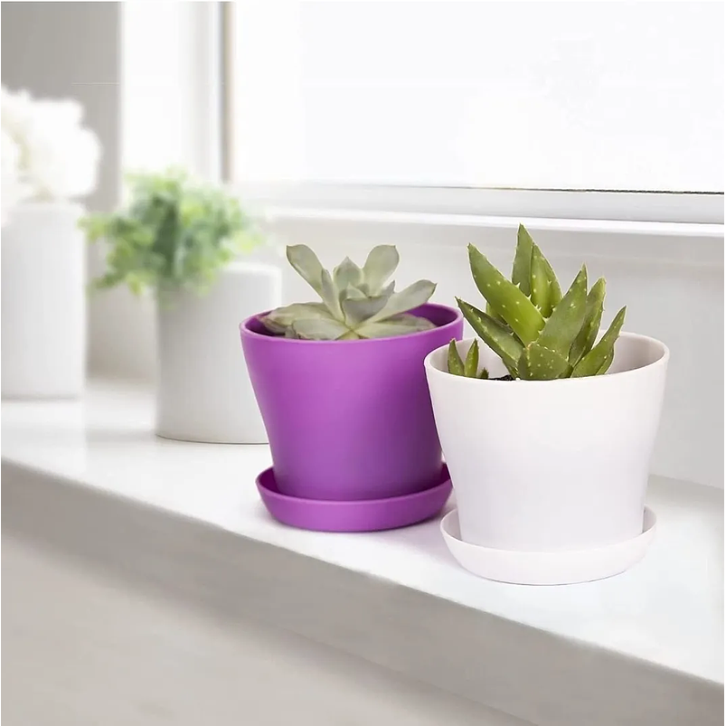 Maceta Plástica Plantas Colores Más Plato 10cm Diámetro x8,5cm Alto 9