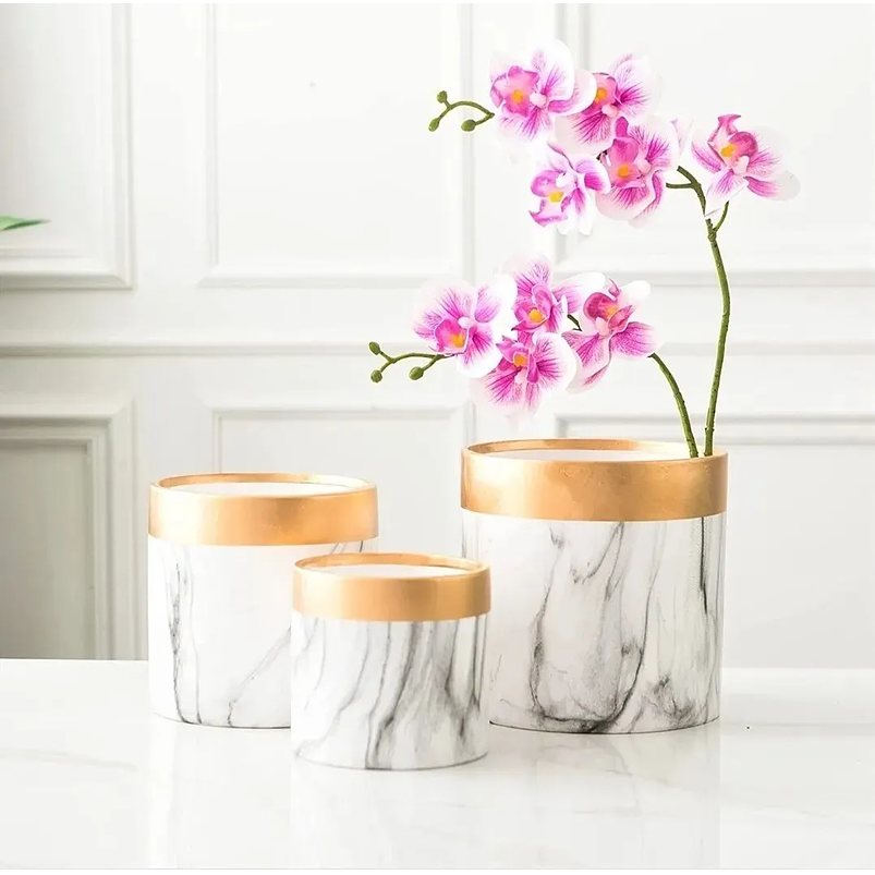 Juego De Macetas Premium x3 Unidades Diseño Mármol 3