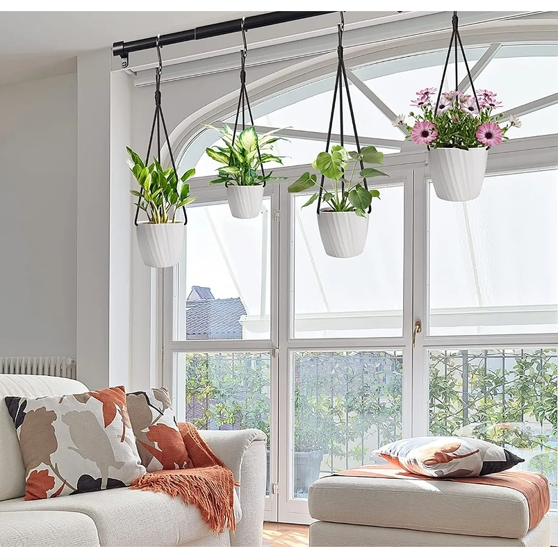 Juego Maceta Decorativas De Colgar x4 Unidades Diseño Rayas 4