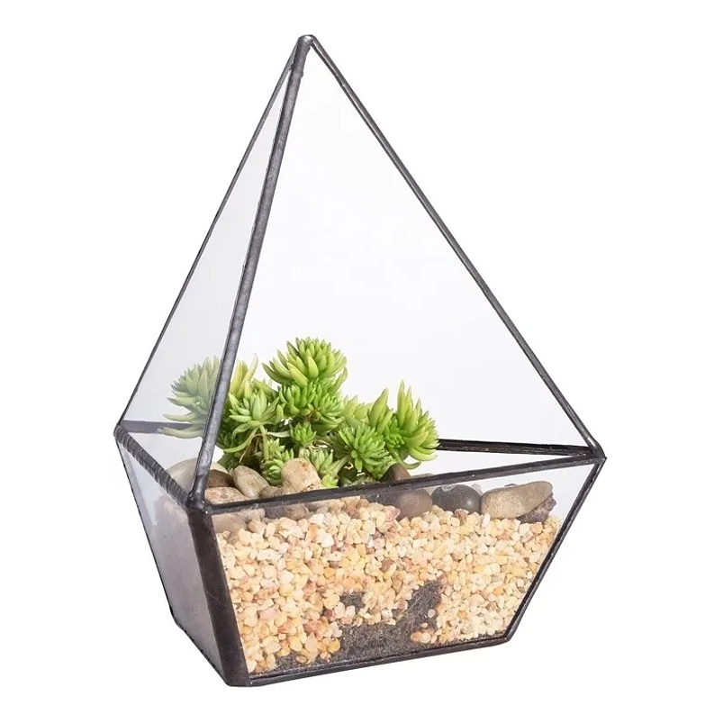 Maceta Terrario Plantas Cristal Triangular 1
