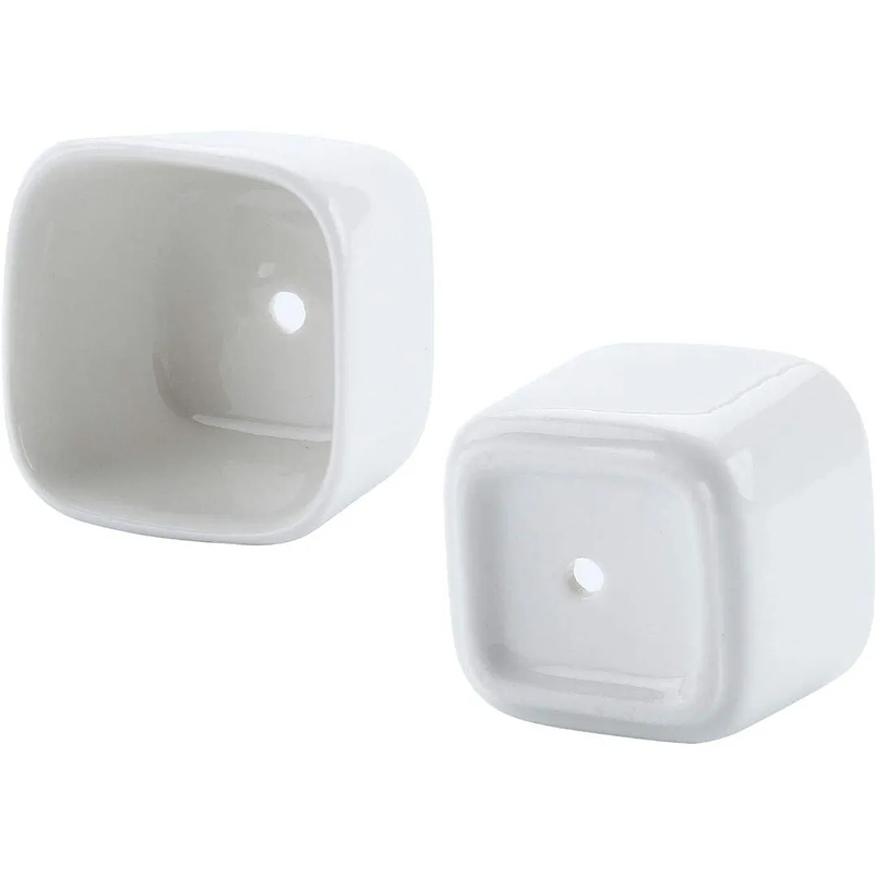 Maceta Cerámica Cuadrada Pequeña Blanca Premium Más plato Bambú 5