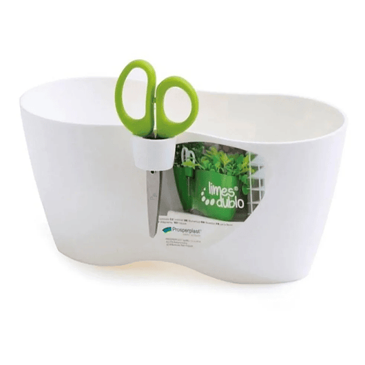 Maceta Plástica Blanca 25cm x12cmx12cm Más Tijera 3 Laminas 1