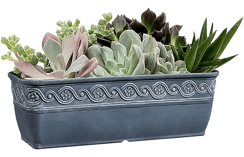 Maceta De Plantas Rectangular Azul Pizarra En Resina 26cm