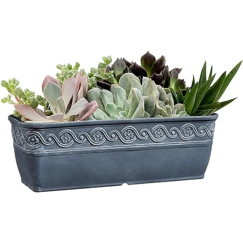 Maceta De Plantas Rectangular Azul Pizarra En Resina 26cm 1