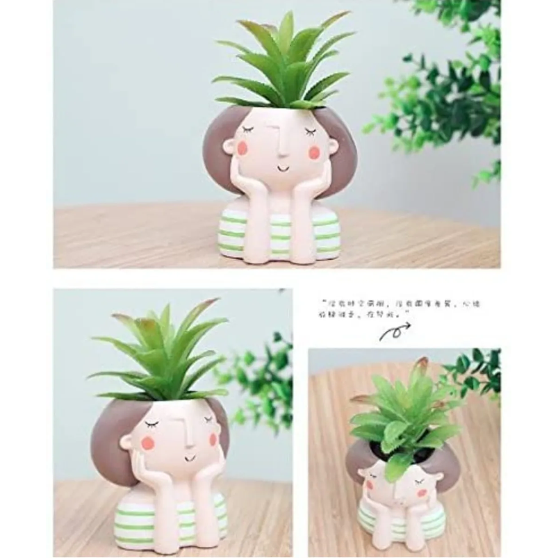 Maceta Resina Premium Suculentas Diseño Niñas 8.5 x10.5cm 4