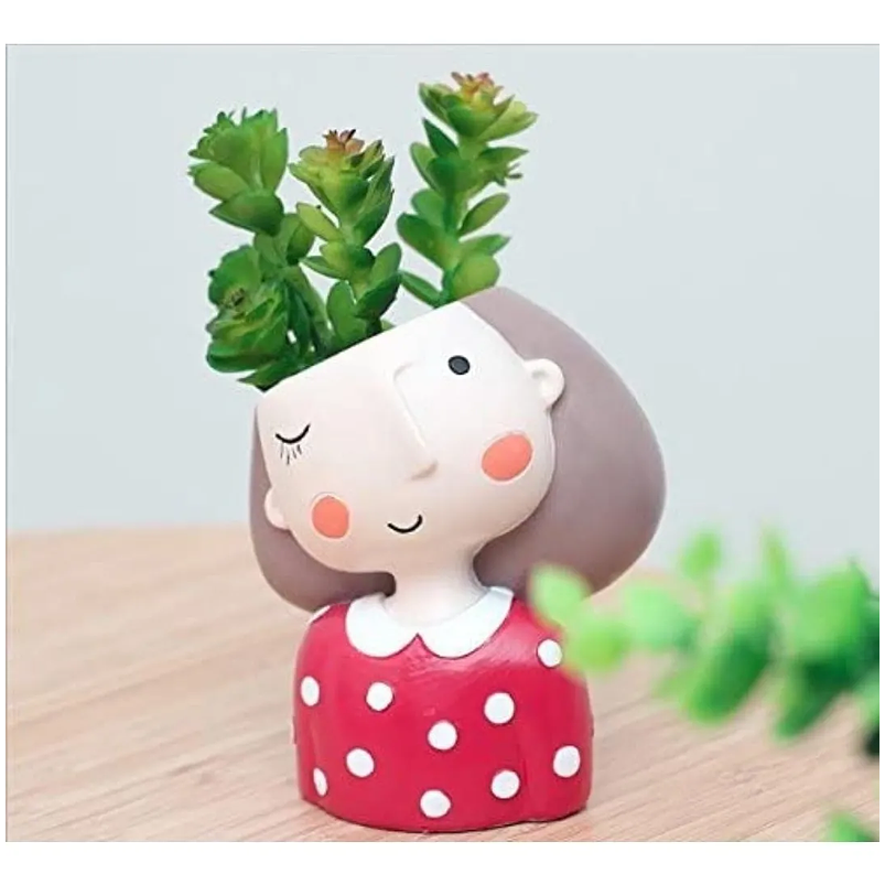 Maceta Resina Premium Suculentas Diseño Niñas 8.5 x10.5cm 5