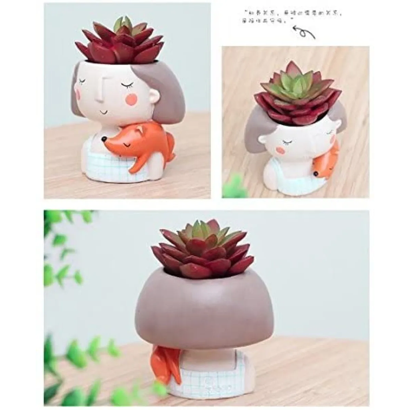 Maceta Resina Premium Suculentas Diseño Niñas 8.5 x10.5cm 6