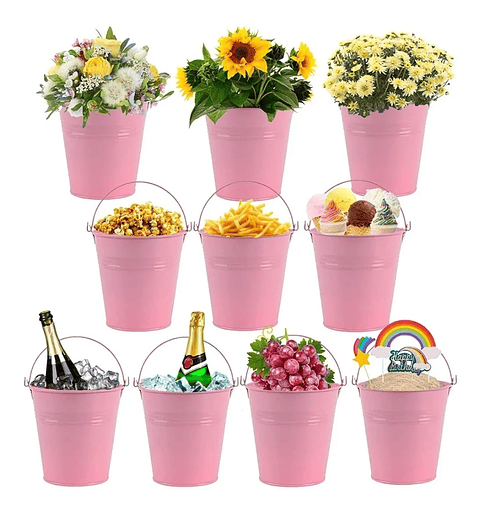 Macetas Metal x10 Unidades Diseño Valde 10cm Alto x7 centímetros Diámetro