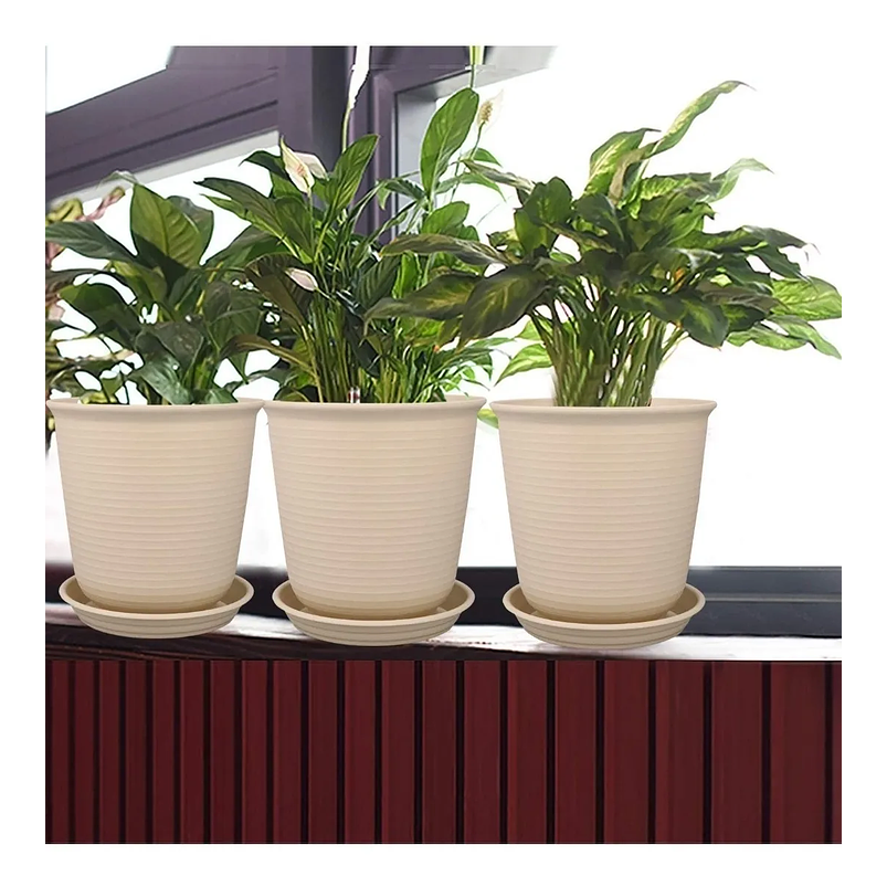 Maceta Plástica De Plantas 15cm Diámetro x15cm Alto Más Plato 4