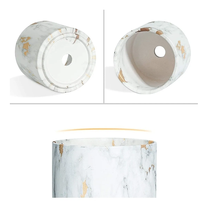Juego De Macetas Cerámica Textura Mármol x3 Unidades En Conjunto 5