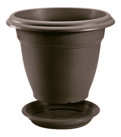 Matera Clásica Para Plantas Más Plato Wengue 25 Centímetros Diámetro