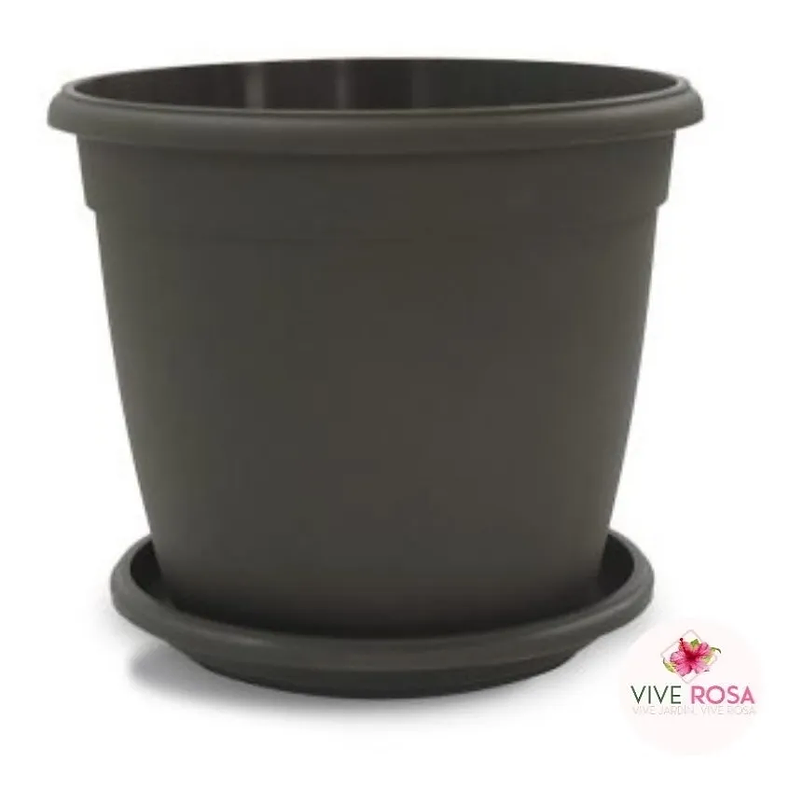 Maceta Plantas Redonda Plástica 14cm Diámetro x12cm Alto Más plato 1