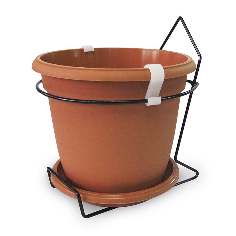 Maceta plástica colores soporte pared más plato 18cm diámetro x15cm 7