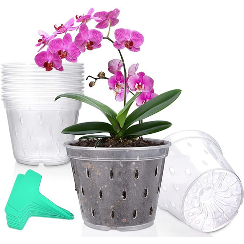 Maceta Siembra Orquídeas Plástica x10 Unidades 14cm Diámetro x10 Alto 1