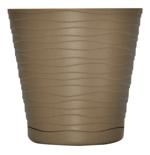Maceta Plástica Fina Cafe Diseño Ondas Al Tacto 13cmx13cm
