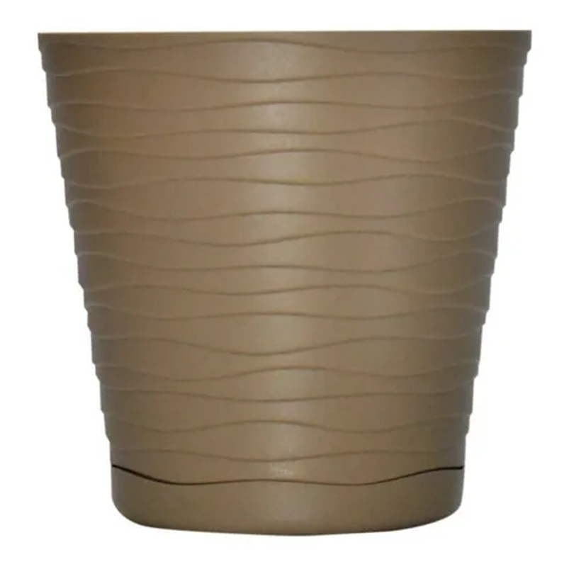 Maceta Plástica Fina Cafe Diseño Ondas Al Tacto 13cmx13cm 1