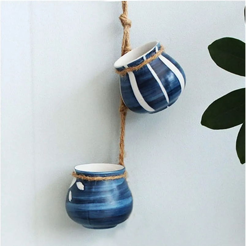 Maceta Plantas Colgante x4 Unidades Cerámica 7,8cm Diámetro x7cm Alto 5