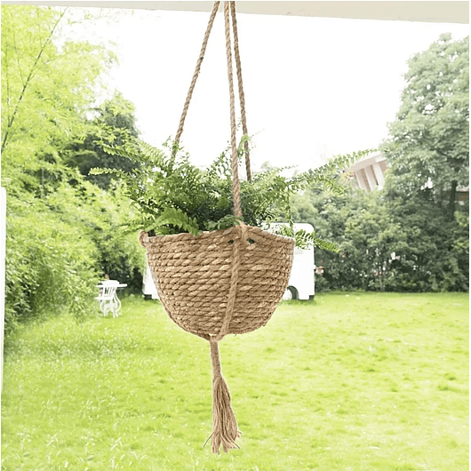 Maceta Plantas Colgar Pasto Marino Natural 23cm Diámetro x14cm Alto 4