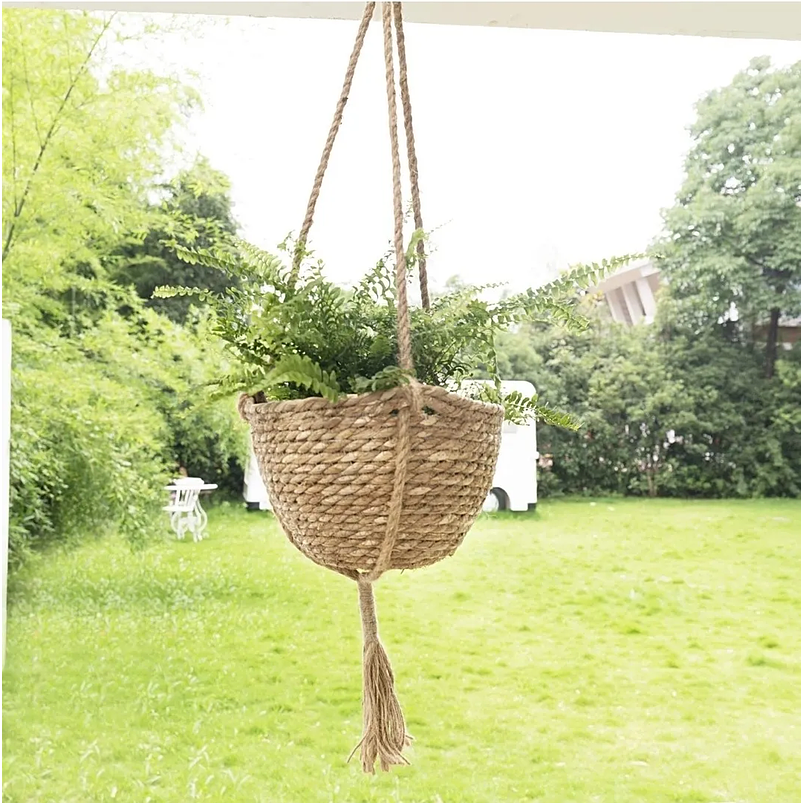 Maceta Plantas Colgar Pasto Marino Natural 23cm Diámetro x14cm Alto 6