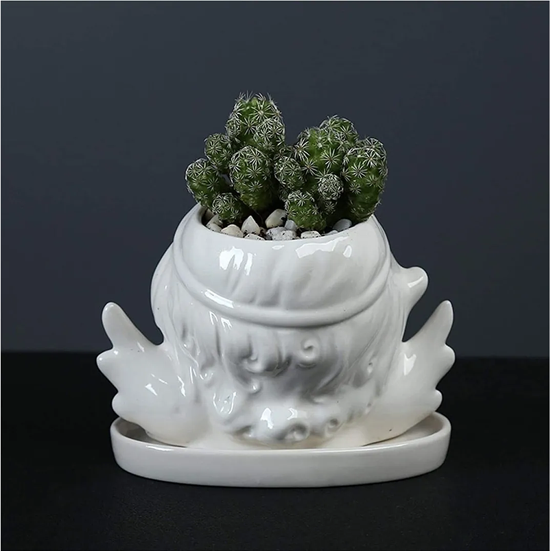 Maceta Plantas Diseño Ángel Cerámica Premium Más Plato 9cm Alto 4