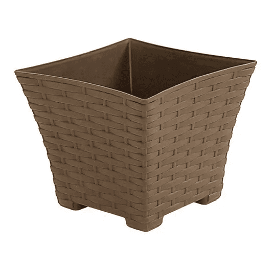 Maceta Plantas Cuadrada Plástica Rattan Mediana 25x25x21 Alto 3