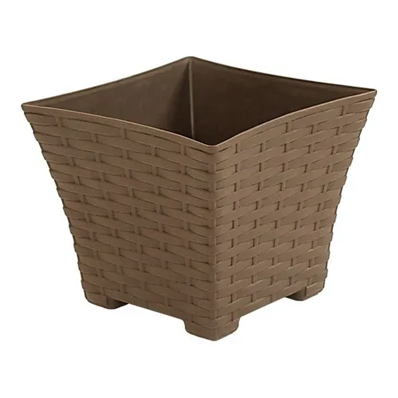 Maceta Plantas Cuadrada Plástica Rattan Mediana 25x25x21 Alto 3