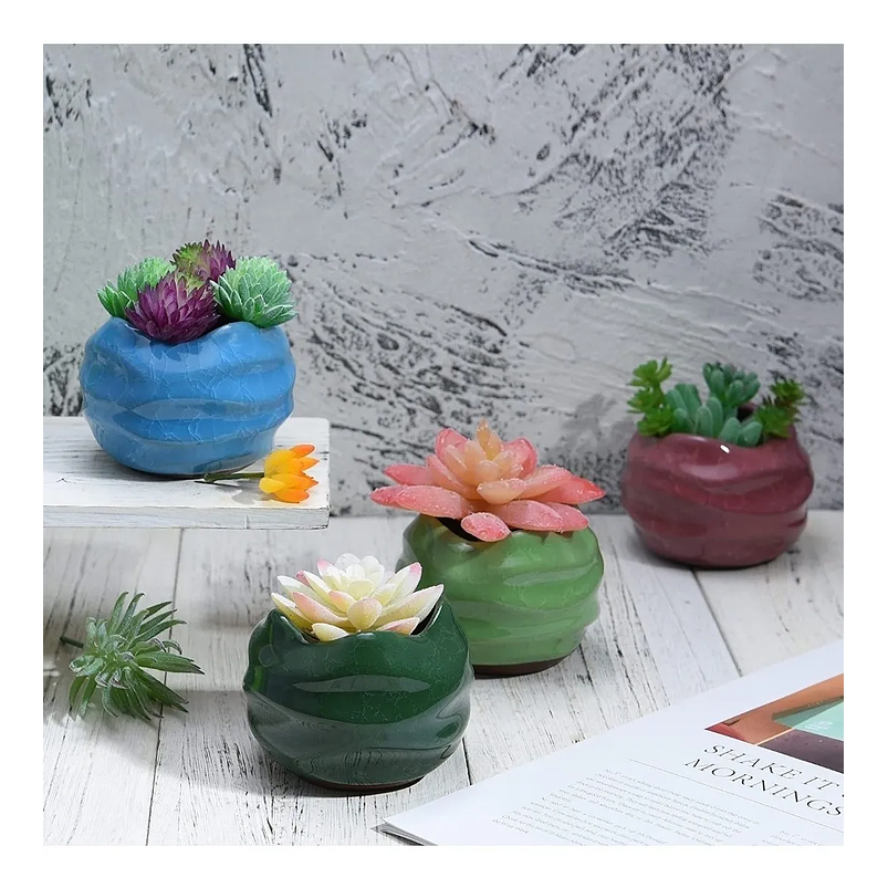 Juego De Macetas Cerámica Fina x4 Unidades 8cm Diámetro x6cm Alto 2