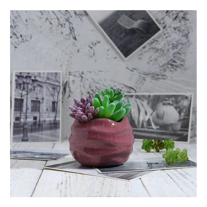 Juego De Macetas Cerámica Fina x4 Unidades 8cm Diámetro x6cm Alto 4