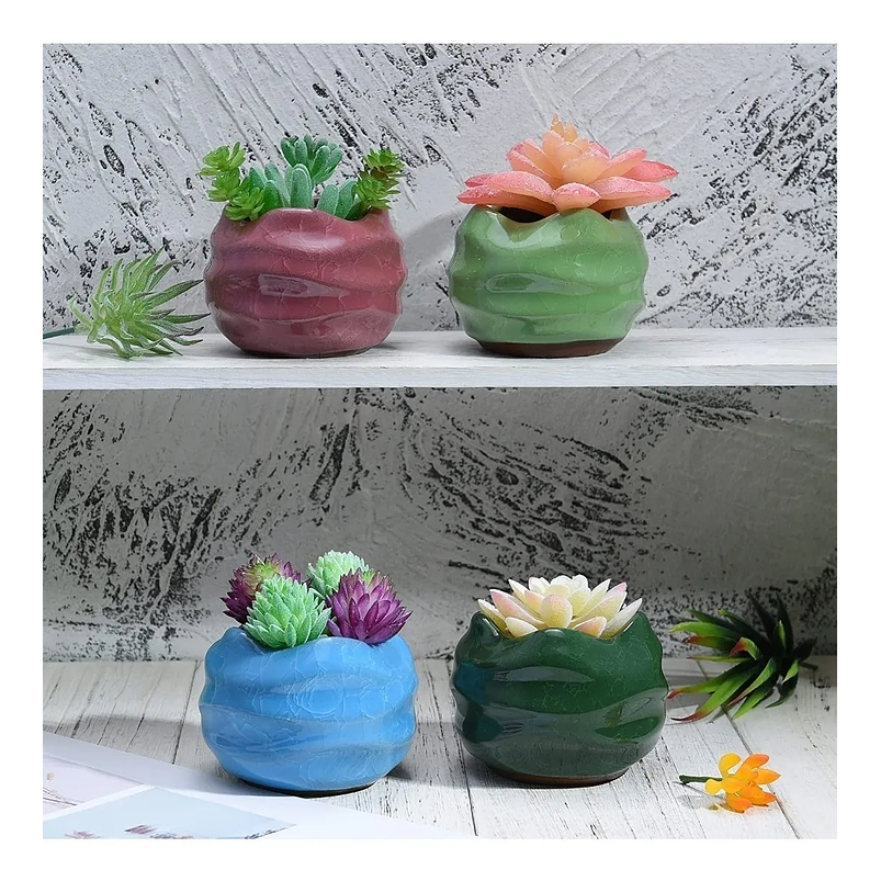 Juego De Macetas Cerámica Fina x4 Unidades 8cm Diámetro x6cm Alto 5