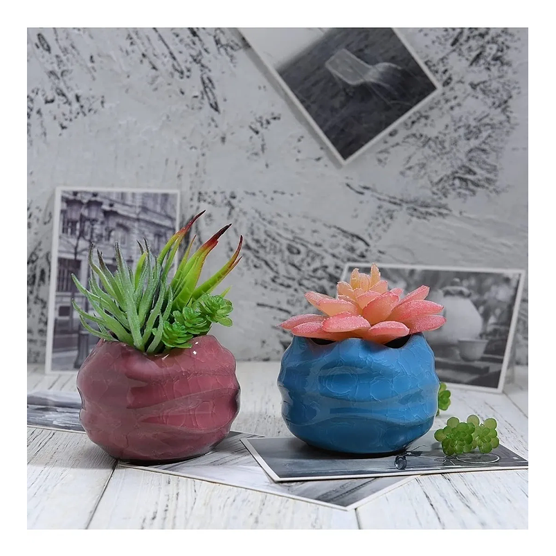 Juego De Macetas Cerámica Fina x4 Unidades 8cm Diámetro x6cm Alto 6