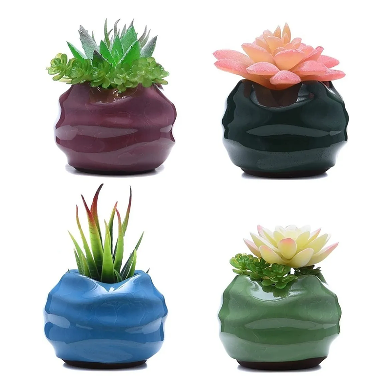 Juego De Macetas Cerámica Fina x4 Unidades 8cm Diámetro x6cm Alto 1