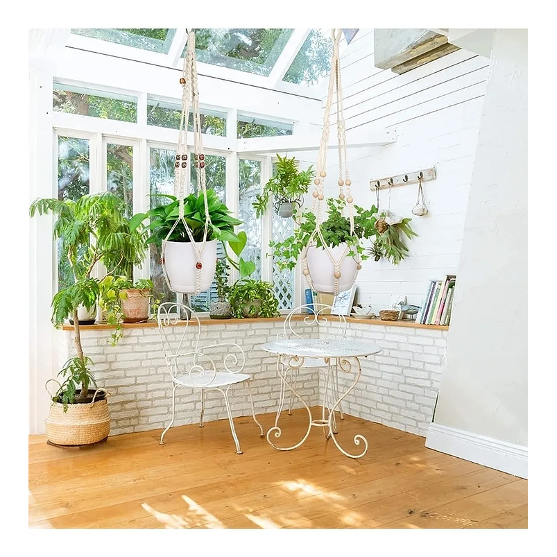 Juego De Macetas Macramé x2 Piezas Más 2 Plásticas y gancho 2