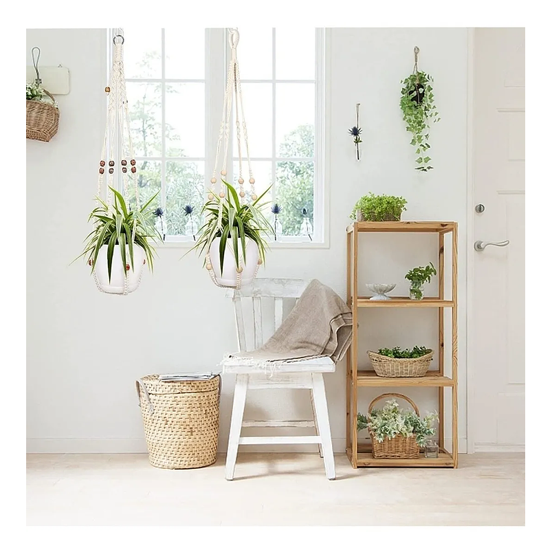 Juego De Macetas Macramé x2 Piezas Más 2 Plásticas y gancho 6