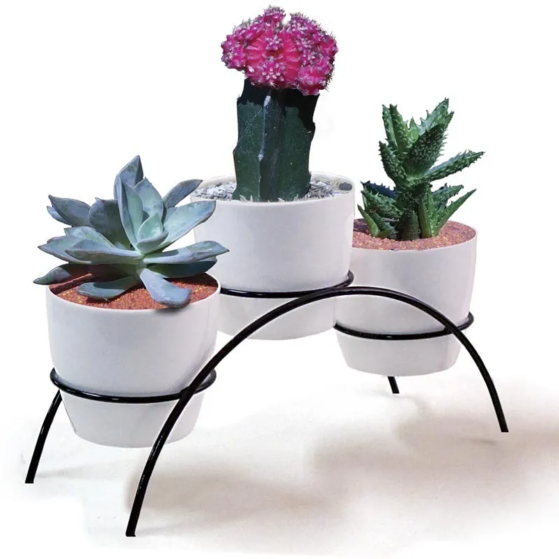 Soporte Matera Decorativo x3 Puestos Mesa 9cm Diámetro 1