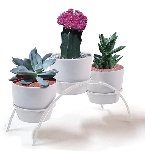 Soporte Matera Decorativo x3 Puestos Mesa 9cm Diámetro