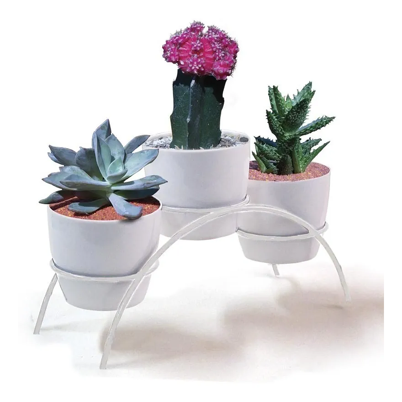 Soporte Matera Decorativo x3 Puestos Mesa 9cm Diámetro 2