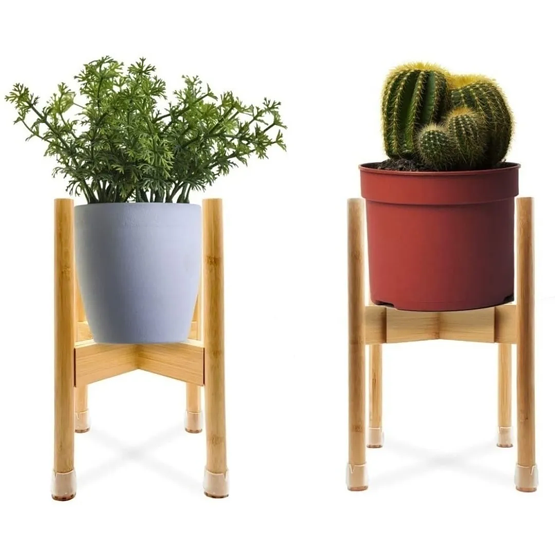 Soporte De Macetas Plantas En Bambú Ajustable 1